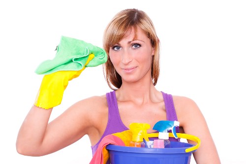 Carpet cleaning team preparing equipment safely before work